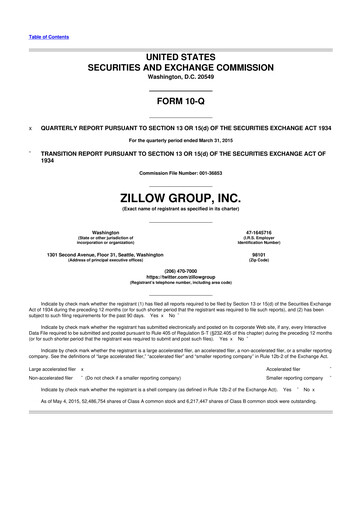 Thumbnail Zillow 10-Q Quarterly Report FY2015 