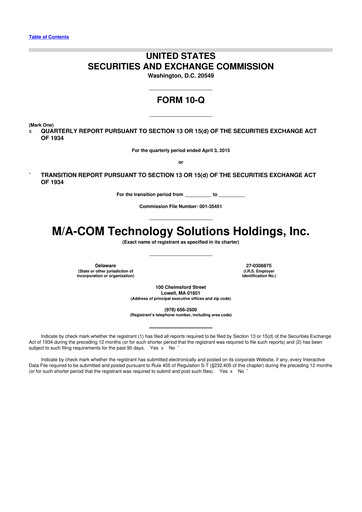 Thumbnail MACOM Technology Solutions 10-Q Quarterly Report FY2015 