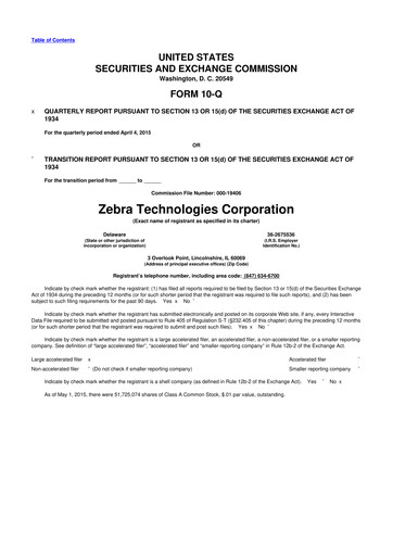 Thumbnail Zebra Technologies 10-Q Quarterly Report FY2015 