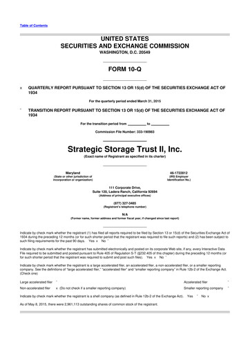 Thumbnail SmartStop Self Storage REIT 10-Q Quarterly Report FY2015 