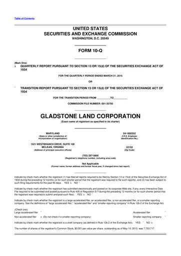 Thumbnail Gladstone Land 10-Q Quarterly Report FY2015 