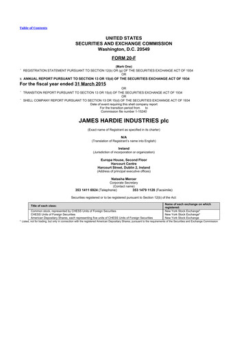 Thumbnail James Hardie Industries
 20-F Annual Report 2015