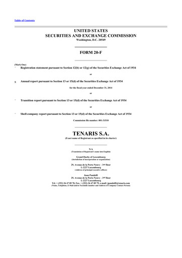 Thumbnail Tenaris 20-F Annual Report 