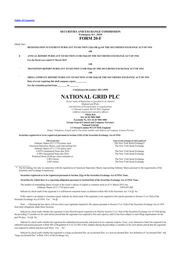 Thumbnail National Grid 20-F Annual Report 