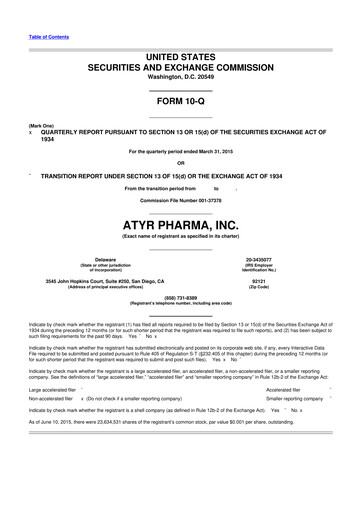 Thumbnail aTyr Pharma 10-Q Quarterly Report FY 