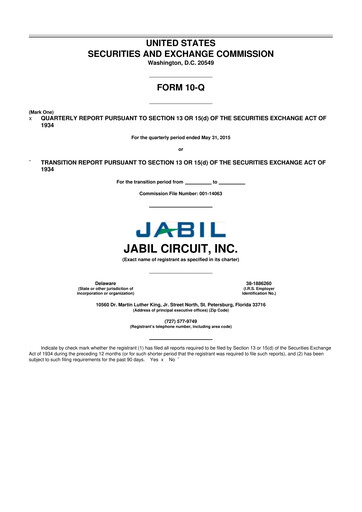 Thumbnail Jabil 10-Q Quarterly Report FY2015 