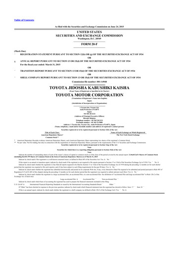 Thumbnail Toyota 20-F Annual Report 2014