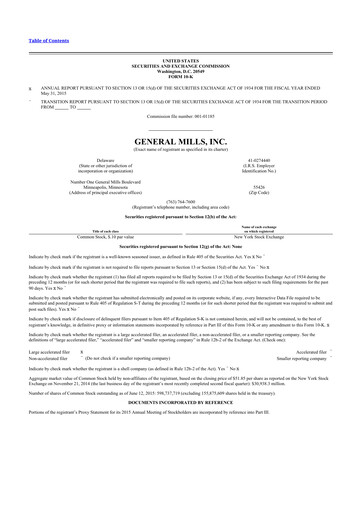 Thumbnail General Mills 10-K Annual Report 2015