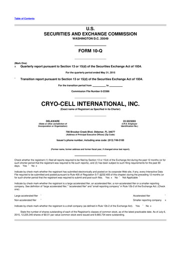 Thumbnail Cryo-Cell International 10-Q Quarterly Report FY2015 