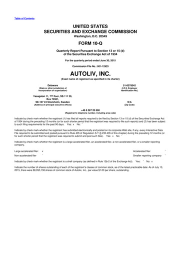 Vorschaubild Autoliv 10-Q Quartalsbericht 2015 