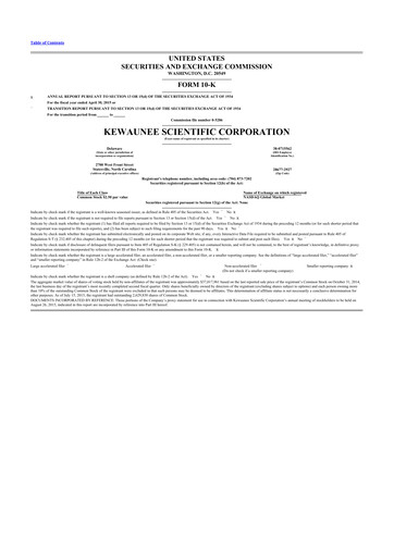 Thumbnail Kewaunee Scientific Corporation 10-K Annual Report 2015