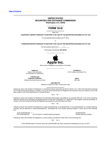 Thumbnail Apple 10-Q Quarterly Report FY2015 