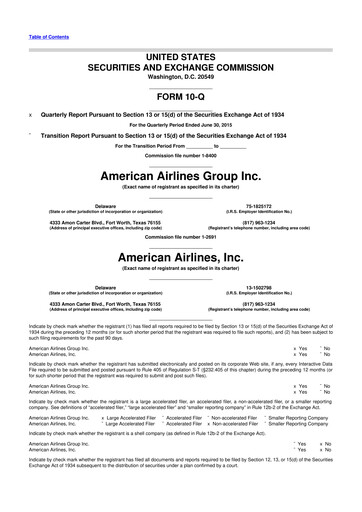 Thumbnail American Airlines 10-Q Quarterly Report FY 