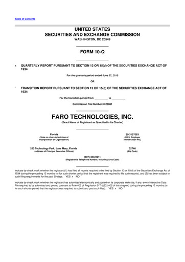 Thumbnail Faro Technologies
 10-Q Quarterly Report FY2015 