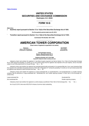 Vorschaubild American Tower 10-Q Quartalsbericht 2015 