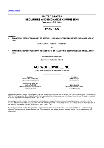 Thumbnail ACI Worldwide
 10-Q Quarterly Report FY2015 