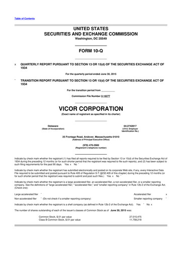 Thumbnail Vicor
 10-Q Quarterly Report FY2015 