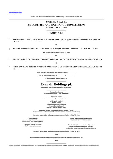 Thumbnail Ryanair 20-F Annual Report 