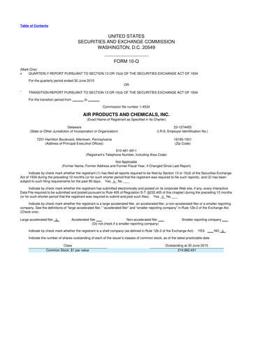 Thumbnail Air Products and Chemicals 10-Q Quarterly Report FY2015 