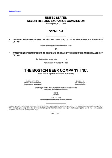 Vorschaubild Boston Beer Company 10-Q Quartalsbericht 2015 
