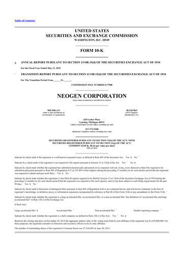 Thumbnail Neogen 10-K Annual Report 2015