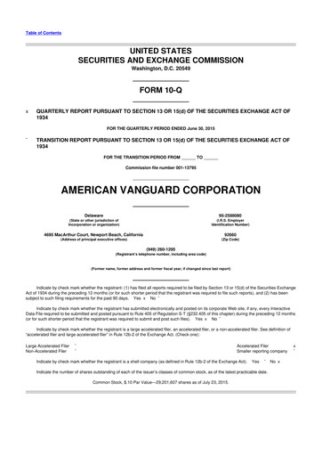 Thumbnail American Vanguard 10-Q Quarterly Report FY 