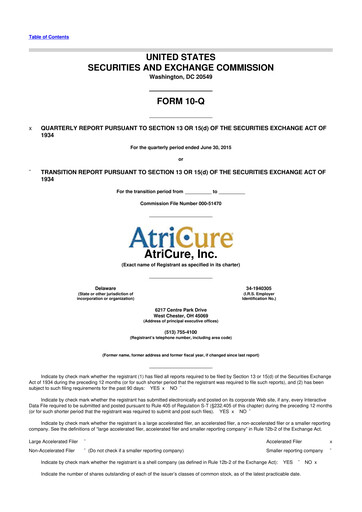 Miniature AtriCure 10-Q Rapport trimestriel 2015 
