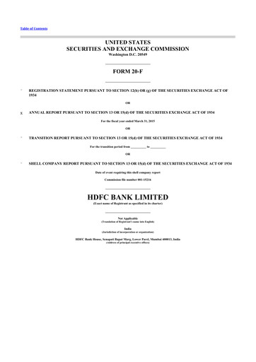 Miniature HDFC Bank 20-F Rapport annuel 2015