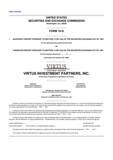 Thumbnail Virtus Investment Partners 10-Q Quarterly Report FY2015 
