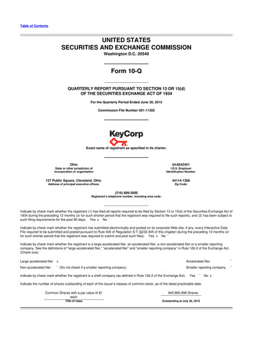 Thumbnail KeyCorp (KeyBank) 10-Q Quarterly Report FY2015 