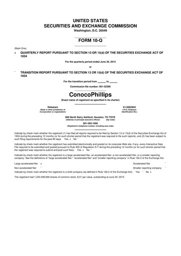 Thumbnail ConocoPhillips 10-Q Quarterly Report FY2015 