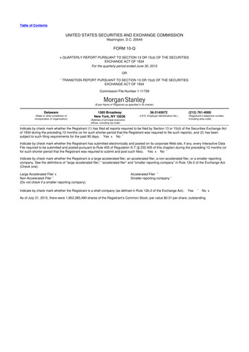 Thumbnail Morgan Stanley 10-Q Quarterly Report FY2015 