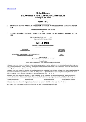Thumbnail MBIA 10-Q Quarterly Report FY2015 