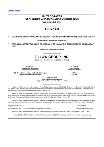 Thumbnail Zillow 10-Q Quarterly Report FY2015 