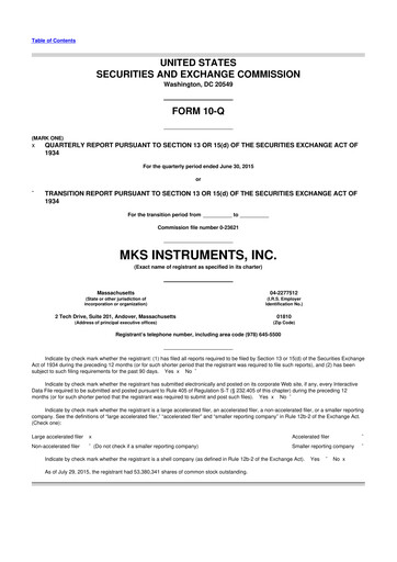 Thumbnail MKS Instruments 10-Q Quarterly Report FY2015 