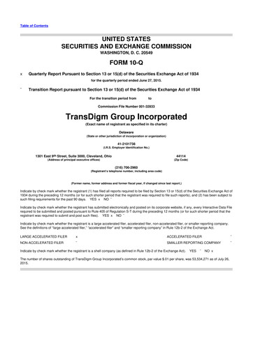 Thumbnail TransDigm Group 10-Q Quarterly Report FY2015 