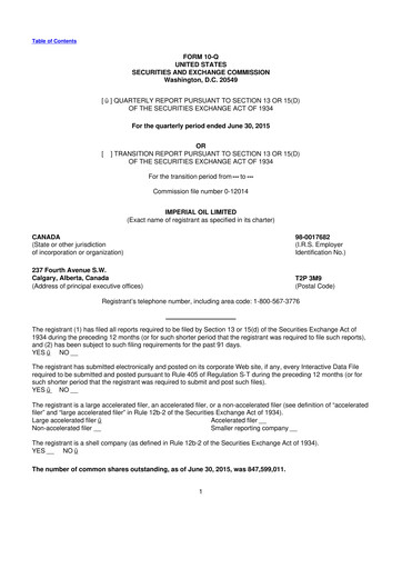 Vorschaubild Imperial Oil
 10-Q Quartalsbericht 2015 