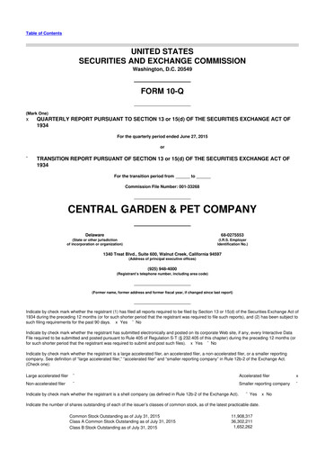 Vorschaubild Central Garden & Pet 10-Q Quartalsbericht 2015 