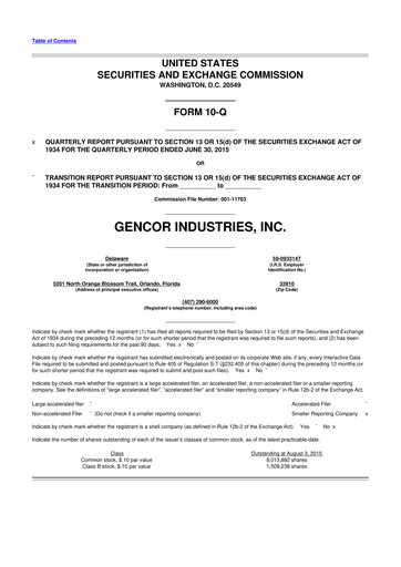 Thumbnail Gencor Industries
 10-Q Quarterly Report FY2015 