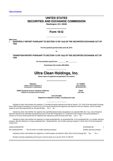 Vorschaubild UCT (Ultra Clean Holdings) 10-Q Quartalsbericht 2015 