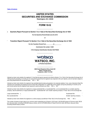 Thumbnail Watsco
 10-Q Quarterly Report FY2015 