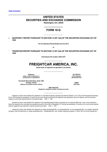 Thumbnail FreightCar America
 10-Q Quarterly Report FY2015 