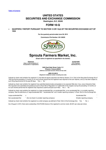 Thumbnail Sprouts Farmers Market 10-Q Quarterly Report FY2015 