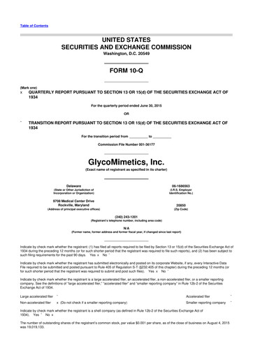 Thumbnail GlycoMimetics
 10-Q Quarterly Report FY2015 