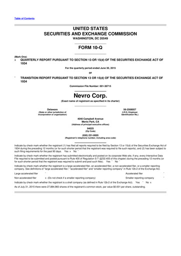 Thumbnail Nevro
 10-Q Quarterly Report FY 