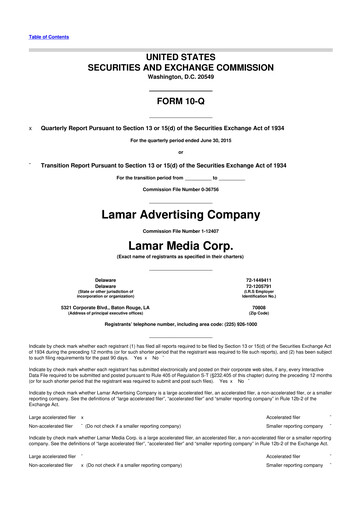 Thumbnail Lamar Advertising 10-Q Quarterly Report FY 