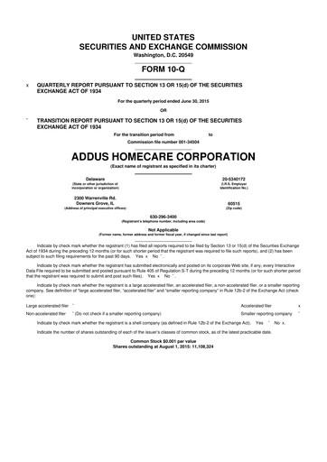 Thumbnail 
Addus HomeCare 10-Q Quarterly Report FY2015 
