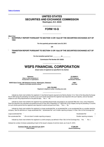 Miniature WSFS Financial 10-Q Rapport trimestriel  