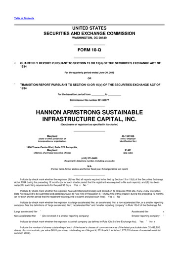 Miniature HASI (HA Sustainable Infrastructure Capita) 10-Q Rapport trimestriel 2015 