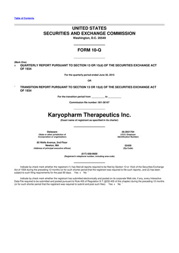 Thumbnail Karyopharm Therapeutics
 10-Q Quarterly Report FY2015 
